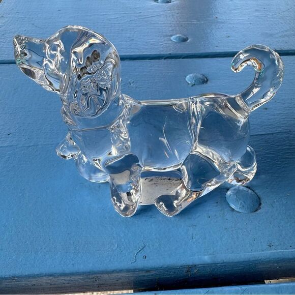 VINTAGE CRYSTAL SPANIEL DOG GLASS CZECH BOHEMIA FIGURINE SIGNED CLEAR STICKERS - Picture 5 of 7